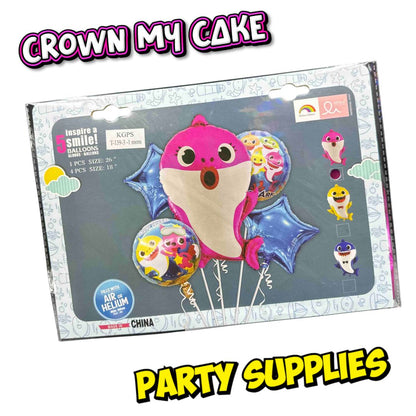 5pcs Baby Shark Foil Balloon Set Birthday Party Decoration