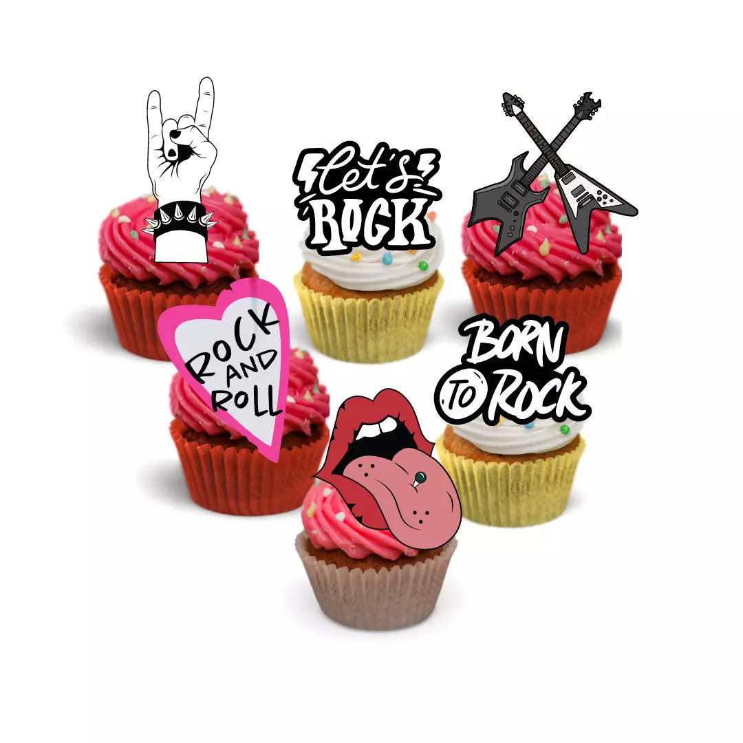 24x Rock & Roll - Born to rock - Cupcake Toppers