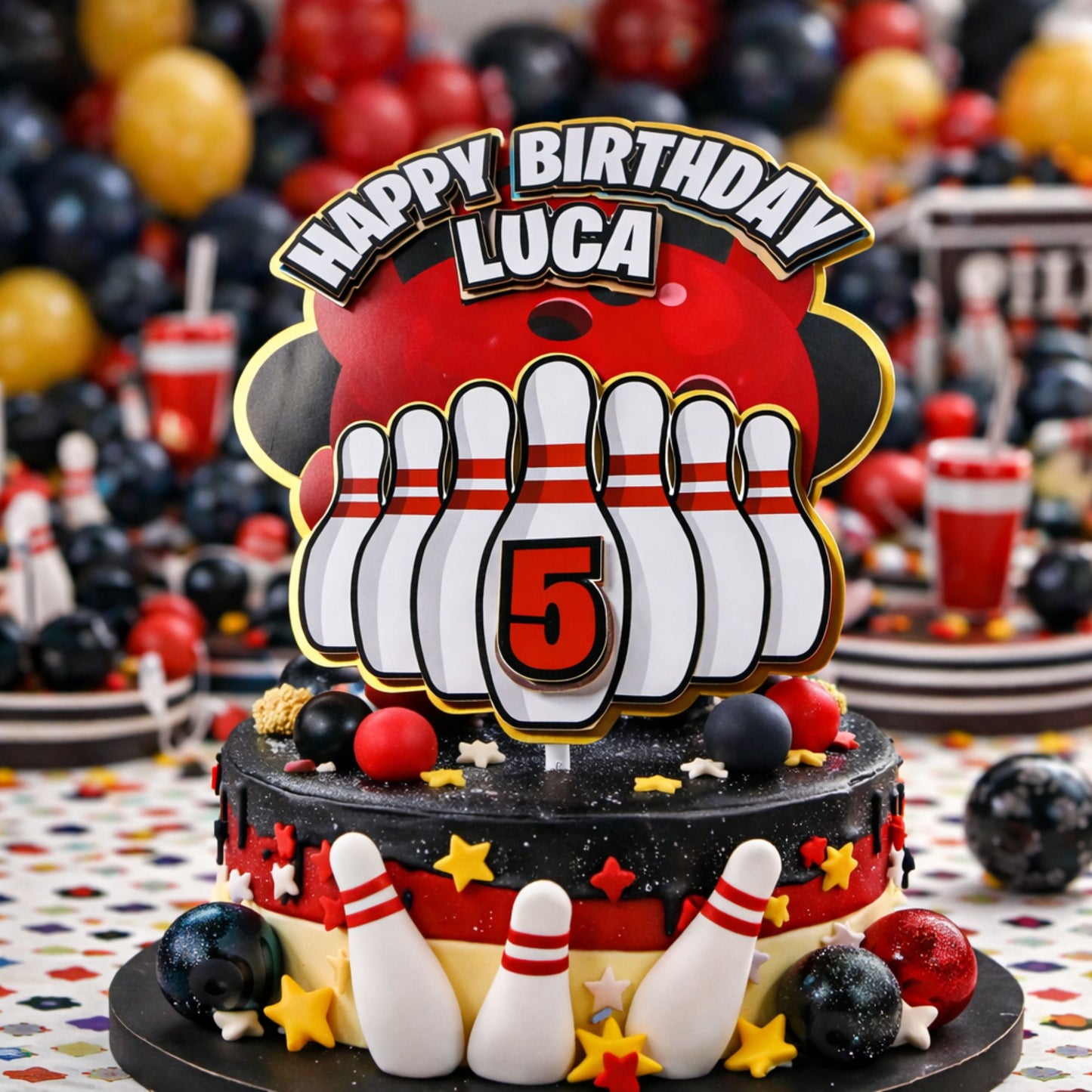 Bowling Party Cake Topper - Personalisation Available