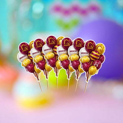 Brisbane Broncos Inspired Cake Topper Personalised Cardstock Birthday Decoration