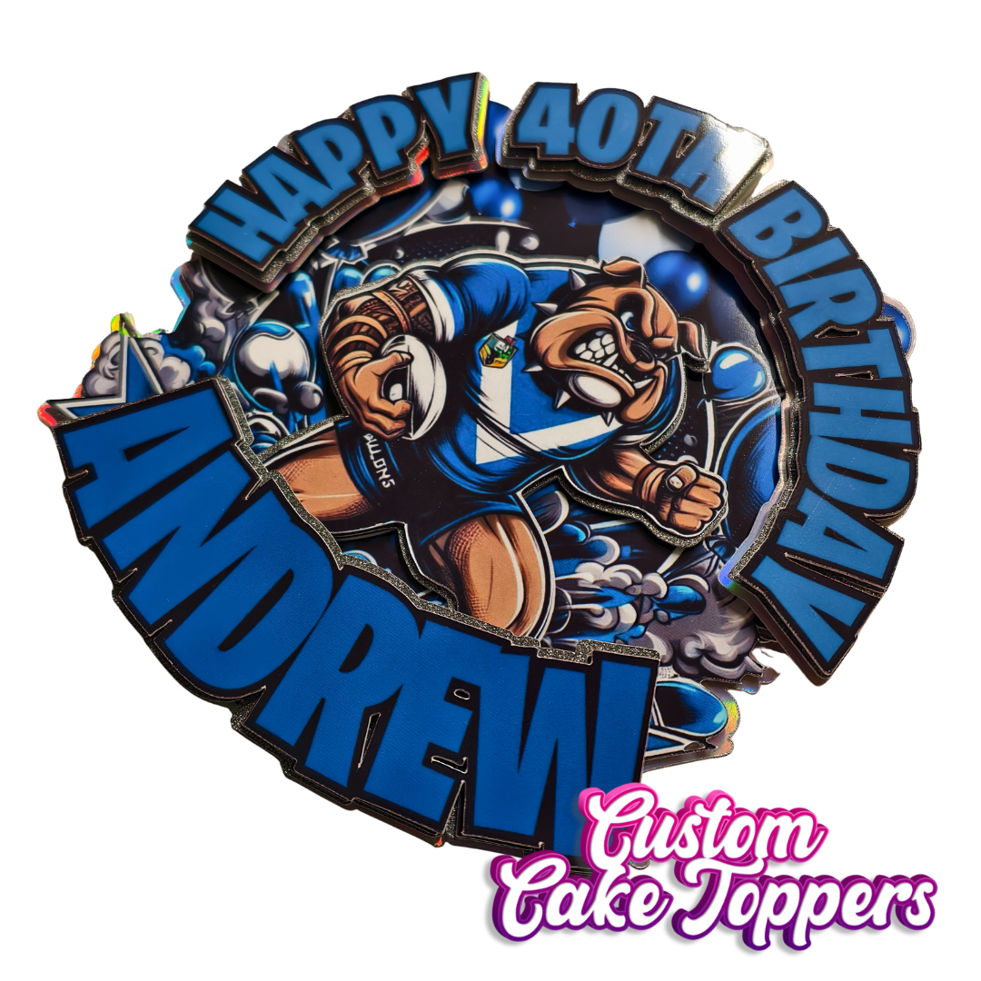 Bulldogs NRL Custom Cake Topper