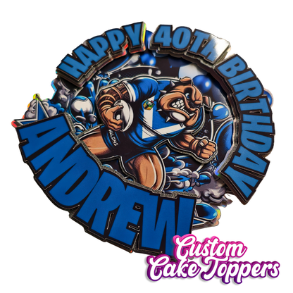 Bulldogs NRL Custom Cake Topper