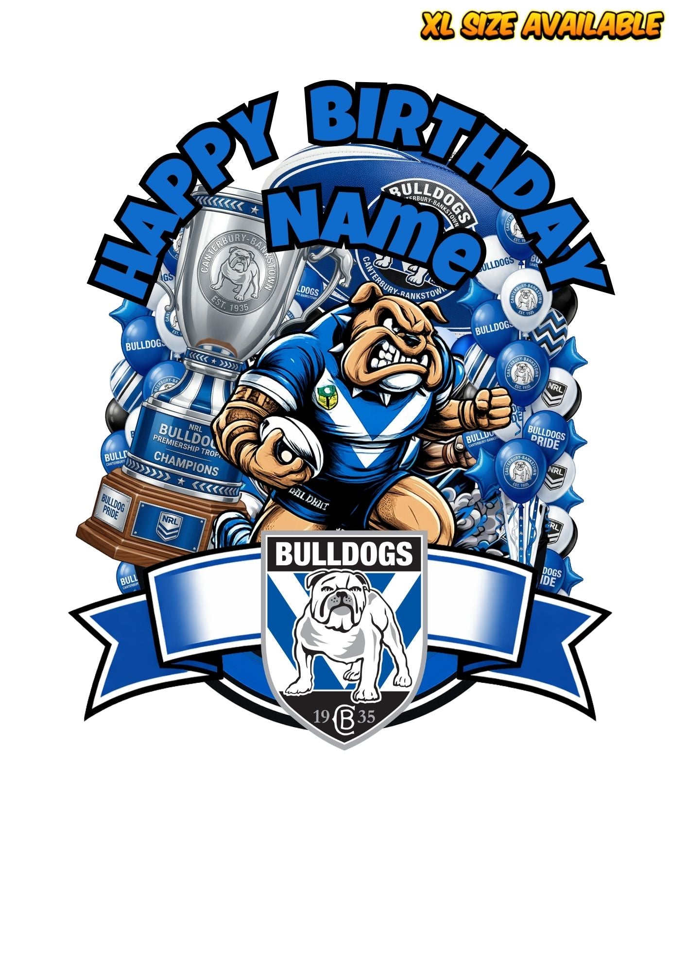 Personalised Cake Topper | Canterbury Bulldogs Inspired