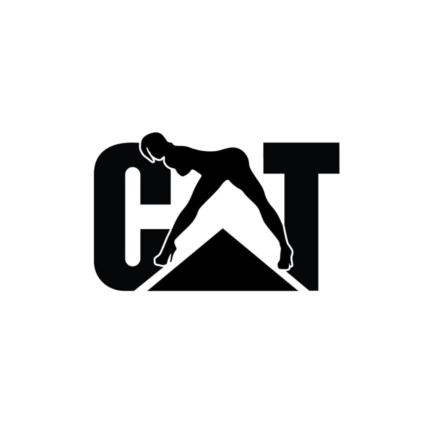 CAT Logo with Girl Decal - Funny Hard Hat, Tool Box Decal - 9x6cm