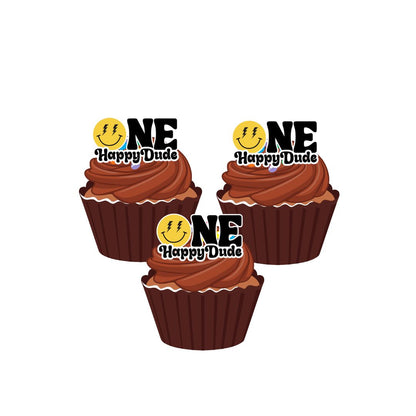 One Happy dude Cake Topper Bundle + 12 Cupcake Toppers