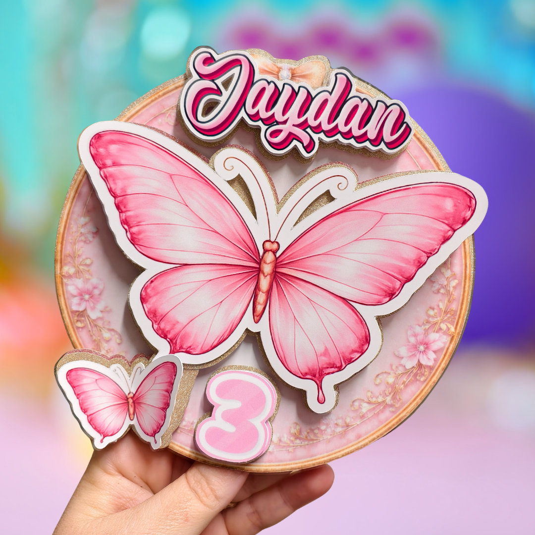Custom Cake Topper - Pink Butterfly