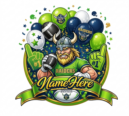Canberra Raiders Inspired Cake Topper Personalised Cardstock Birthday Decoration