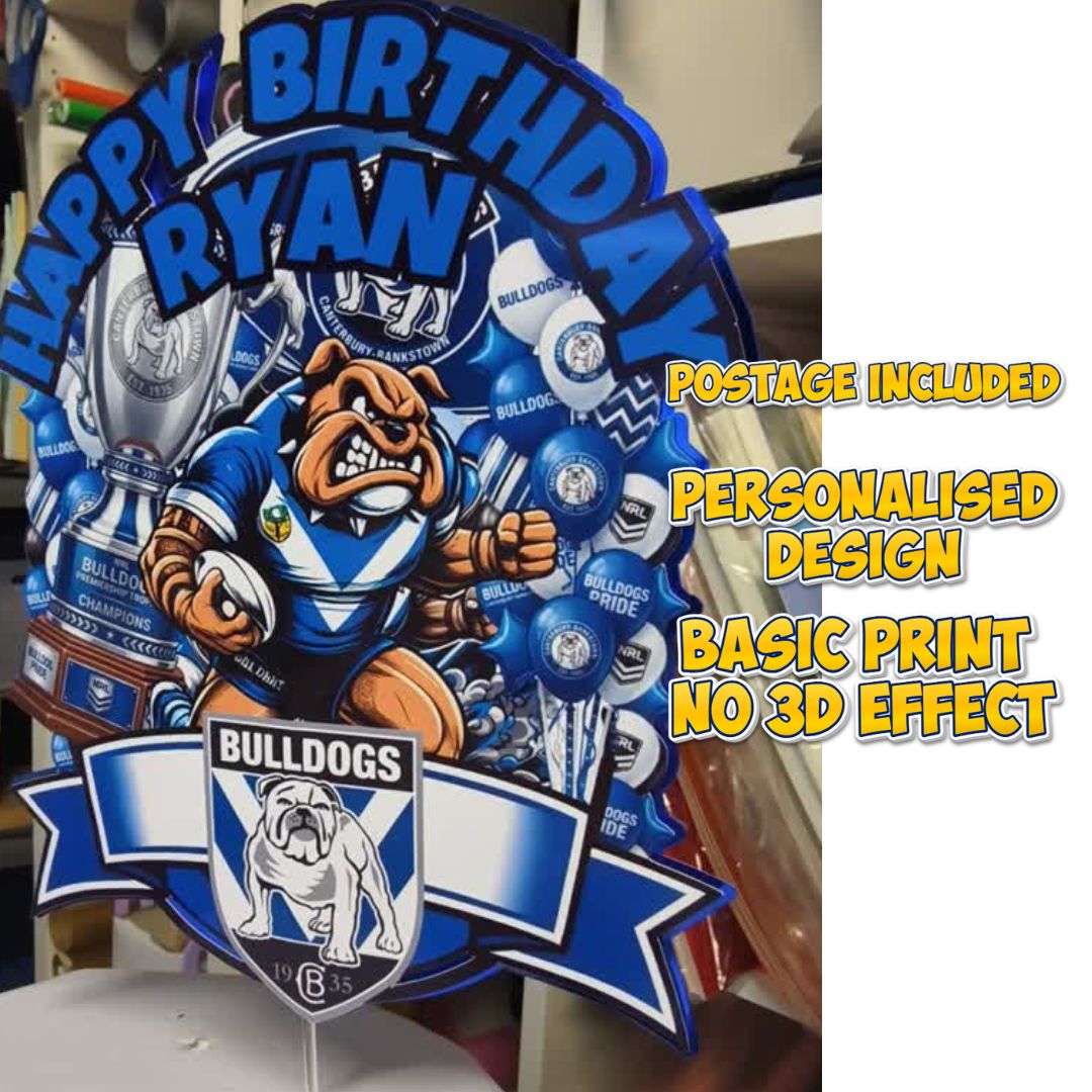 NRL Inspired Cake Topper Choose Your Team Personalised Cardstock Birthday Decoration