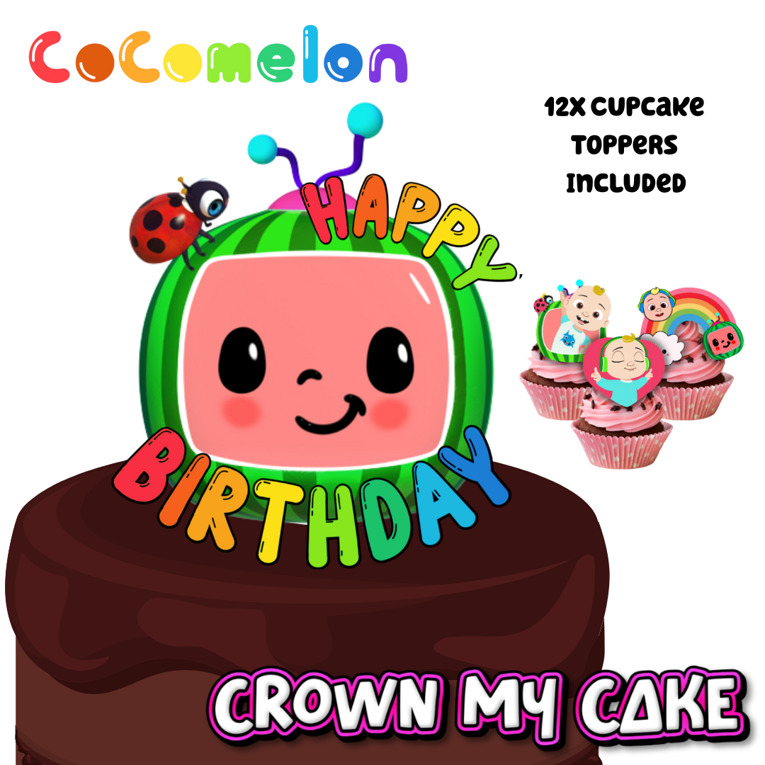 Cocomelon Cake Topper & 12x Cupcake Picks