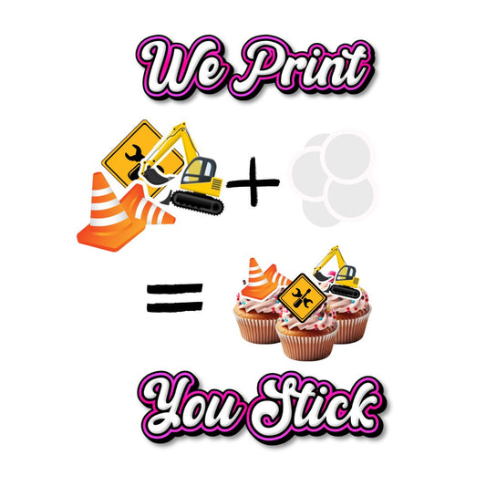 24x Construction Cupcake Toppers - We print, You stick.