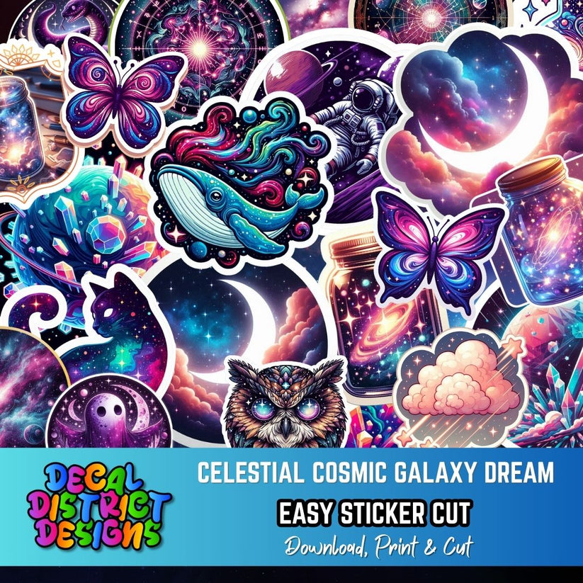 Sticker Printable Galaxies Cosmic Galaxy Printable Sticker Pack | Digital Download – Decal District