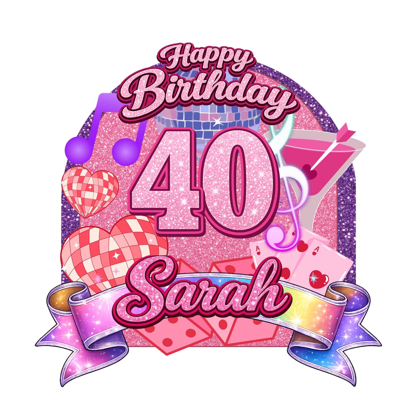 Custom Cake Topper –  Pink Disco