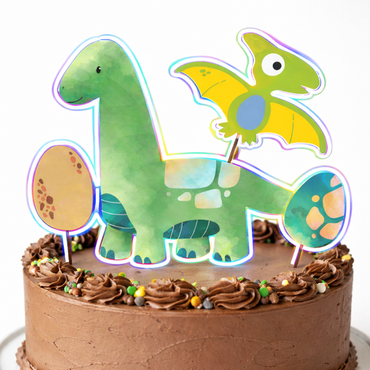 Custom Cake Topper - Cute Dinosaur theme - 4 Piece