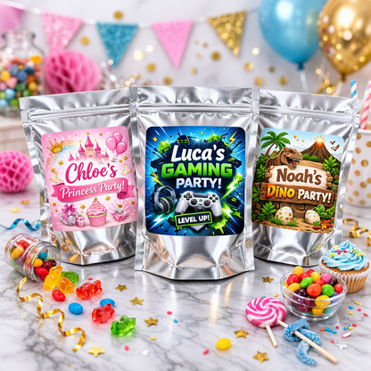 Any Design - Party Lolly Bags – Personalised Birthday Treat Bags (12 Pack)