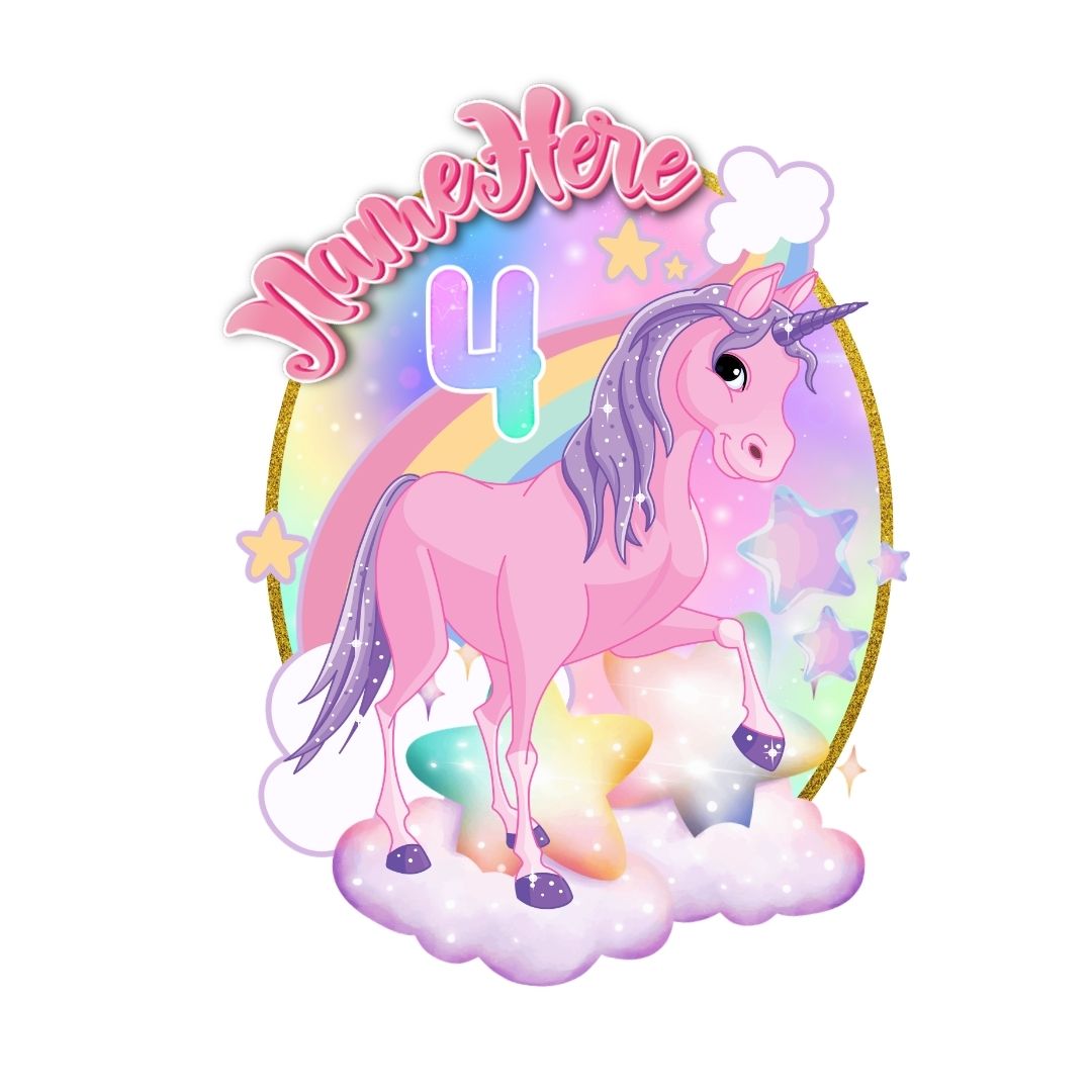 Custom Layered Oval Unicorn Cake Topper