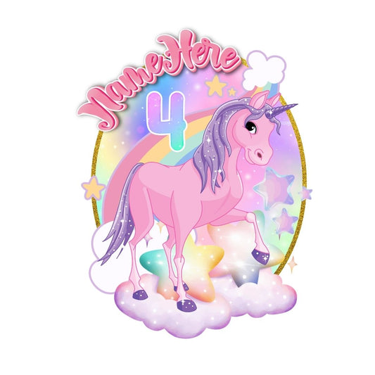 Custom Layered Oval Unicorn Cake Topper