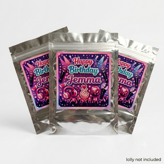 Kpop Party Lolly Bags – Personalised Birthday Treat Bags (12 Pack)