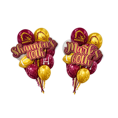 Brisbane Broncos Inspired Cake Topper Personalised Cardstock Birthday Decoration