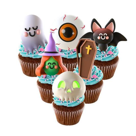 24x Cute Halloween Party Cupcake Toppers