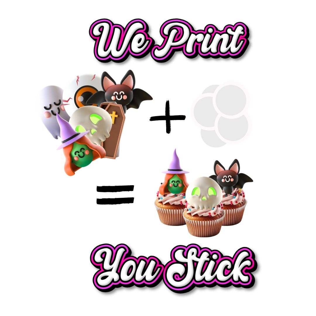24x Cute Spooky Halloween Cupcake Toppers - We print, You stick.