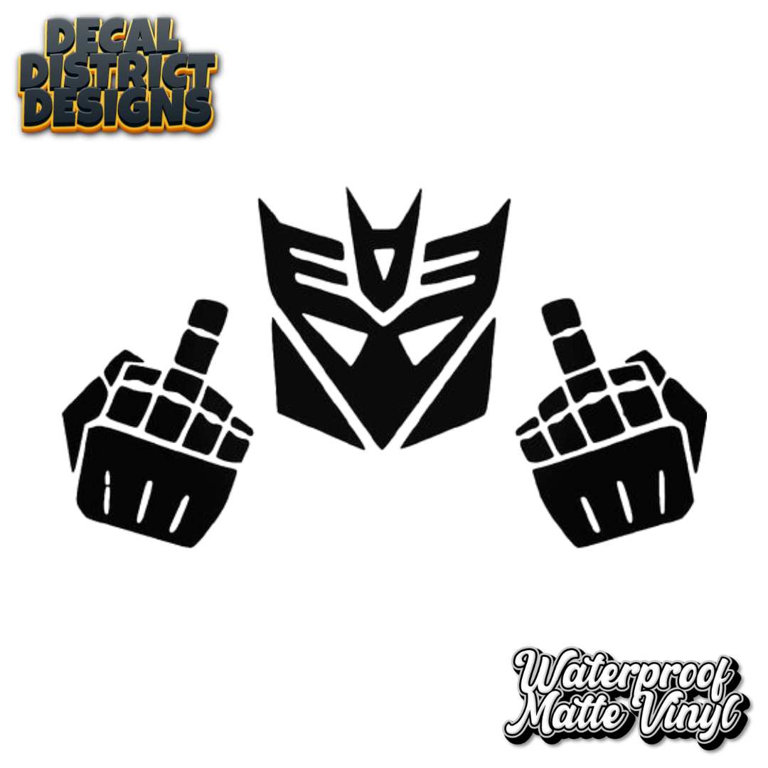 Decepticon Middle Finger Funny Vinyl Decal