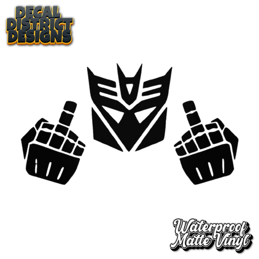 Decepticon Middle Finger Funny Vinyl Decal