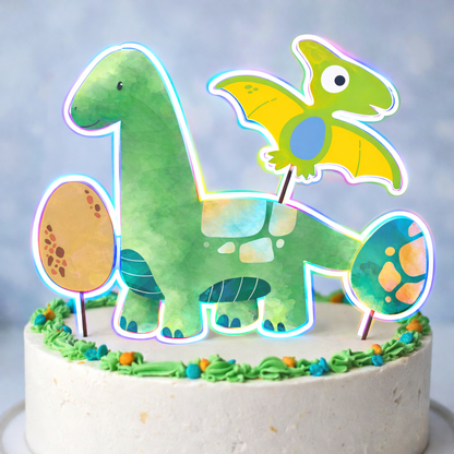 Custom Cake Topper - Cute Dinosaur theme - 4 Piece