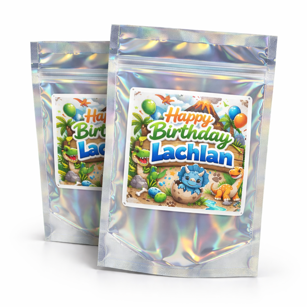 Dinosaur Party Lolly Bags – Personalised Birthday Treat Bags (12 Pack)