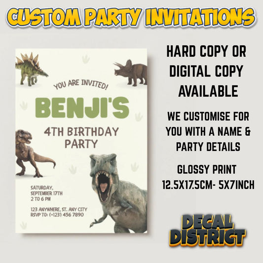 Roaring Dinosaur Party Invitations - Digital Or Hard Copy