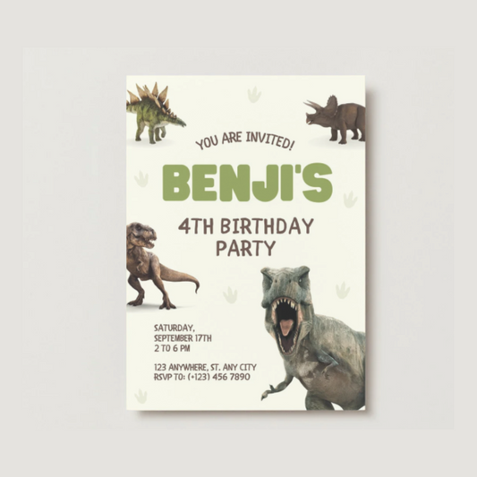 Roaring Dinosaur Party Invitations - Digital Or Hard Copy
