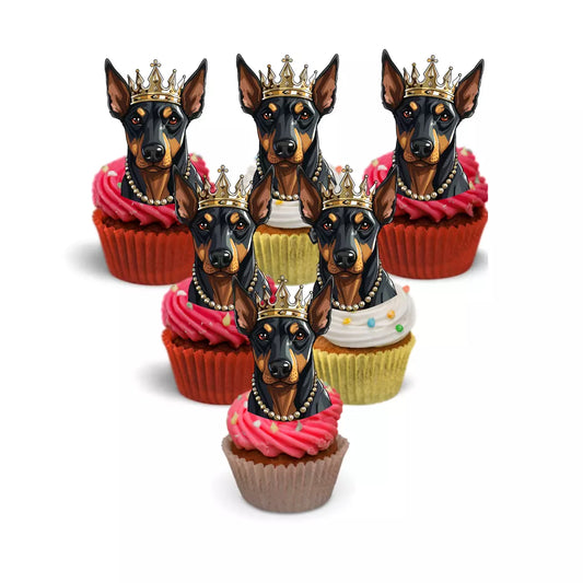 24x Doberman Pinscher Cupcake Toppers