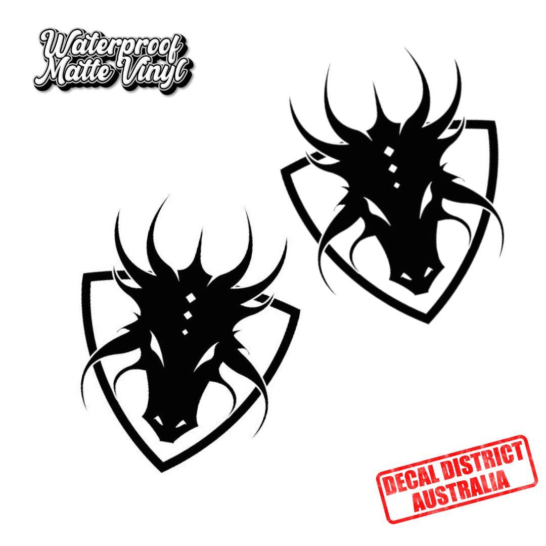 Pair of Dragon Head Badge Decals - Multiple Sizes - Die Cut Vinyl