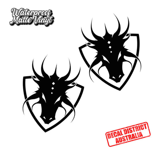Pair of Dragon Head Badge Decals - Multiple Sizes - Die Cut Vinyl