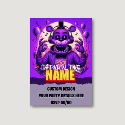 FNAF Party Invites - Purple - Digital Or Hard Copy