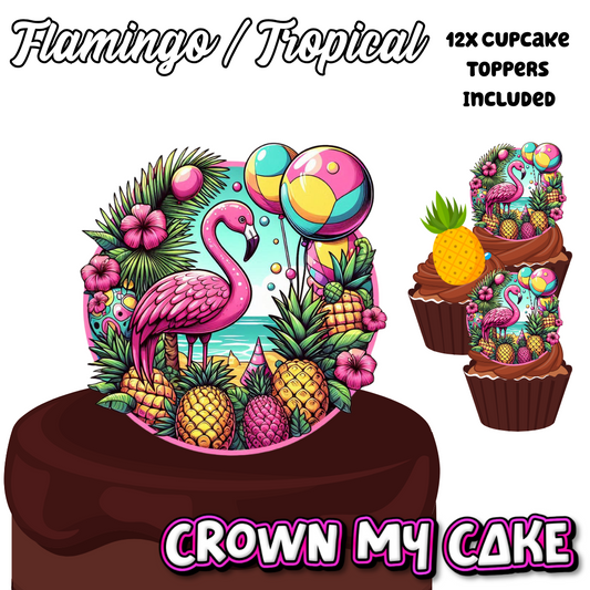 Flamingo / Tropical & 12x Cupcake Picks