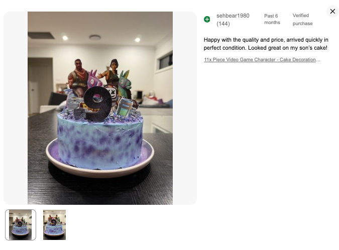 Fortnite Cake Topper (11pc Set) + 2 Balloons - Fast QLD Dispatch