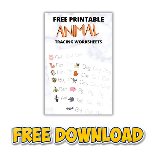 Free Download: Print & Trace Animal Worksheets