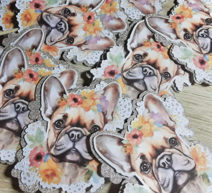 24x Deluxe Glitter - French Bulldog - Cupcake Toppers
