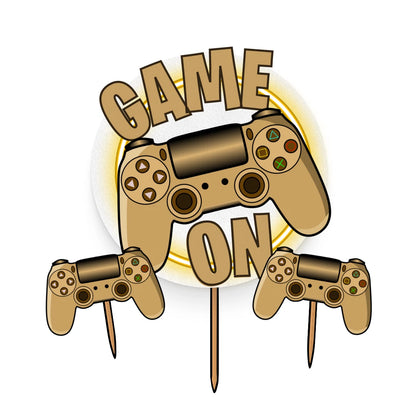 Game On - Birthday Cake Topper - Gamer Party Decoration
