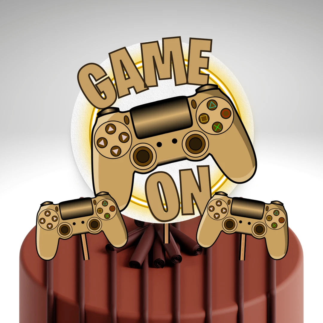 Game On - Birthday Cake Topper - Gamer Party Decoration