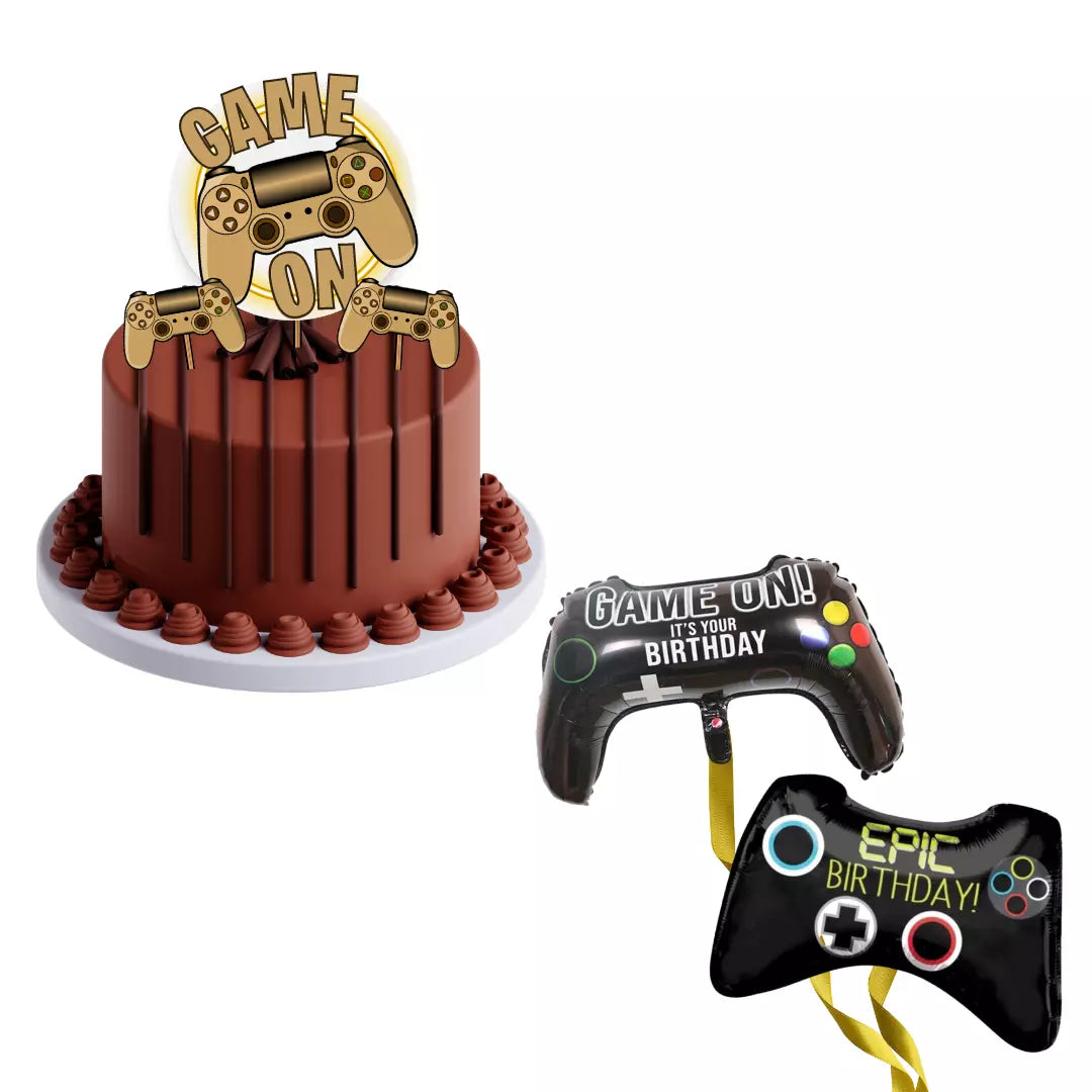 Game On - Birthday Cake Topper - Gamer Party Decoration