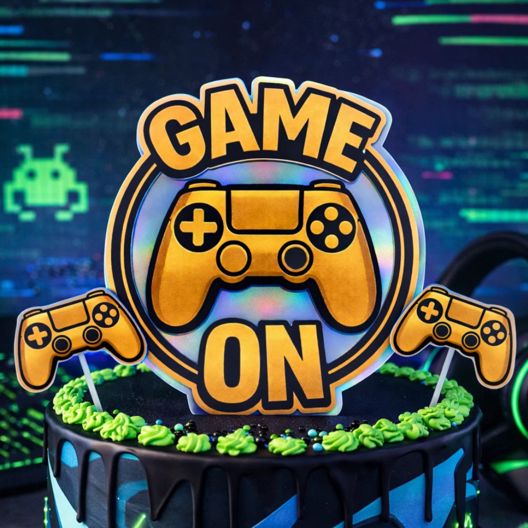 Game On! Cake Topper & 12x Cupcake Picks