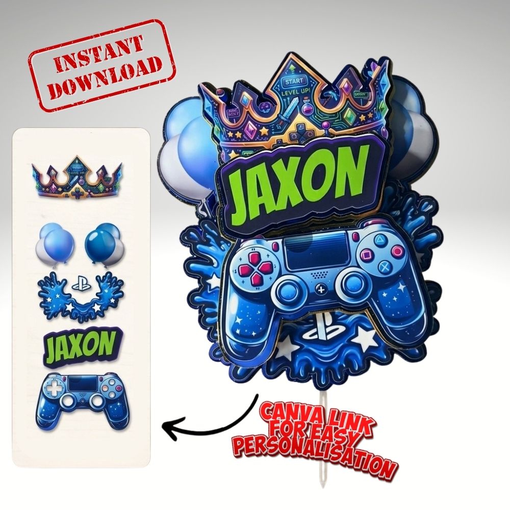 Gaming King Download Cut Files - 3D Cake Topper
