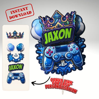 Gaming King Download Cut Files - 3D Cake Topper