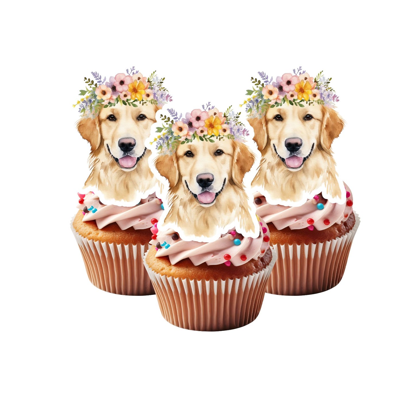 Golden Retriever  Cupcake Toppers - We print, You stick.