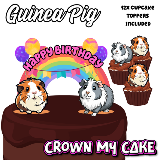 Guinea Pig Cake Topper & 12x Cupcake Picks