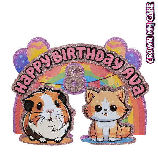 Guinea Pig & Kitty Custom Cake Topper