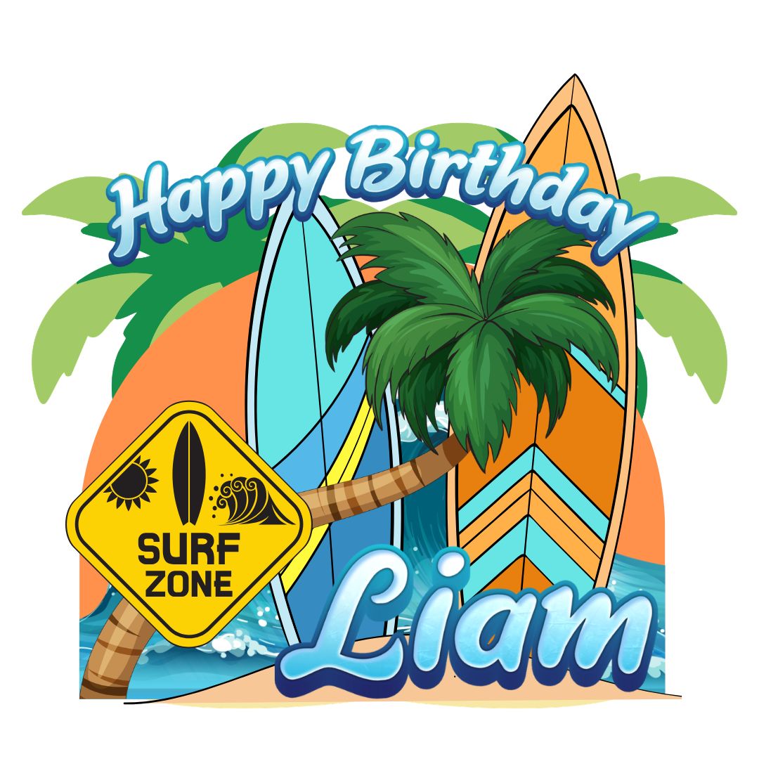 Surfer Beach Basic Custom Cake Topper