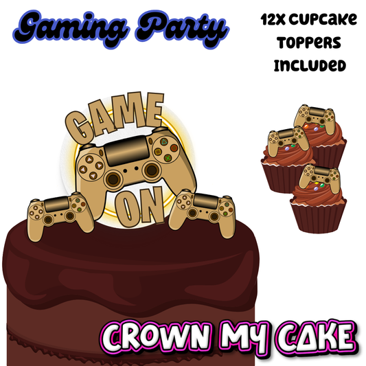 Game On! Cake Topper & 12x Cupcake Picks