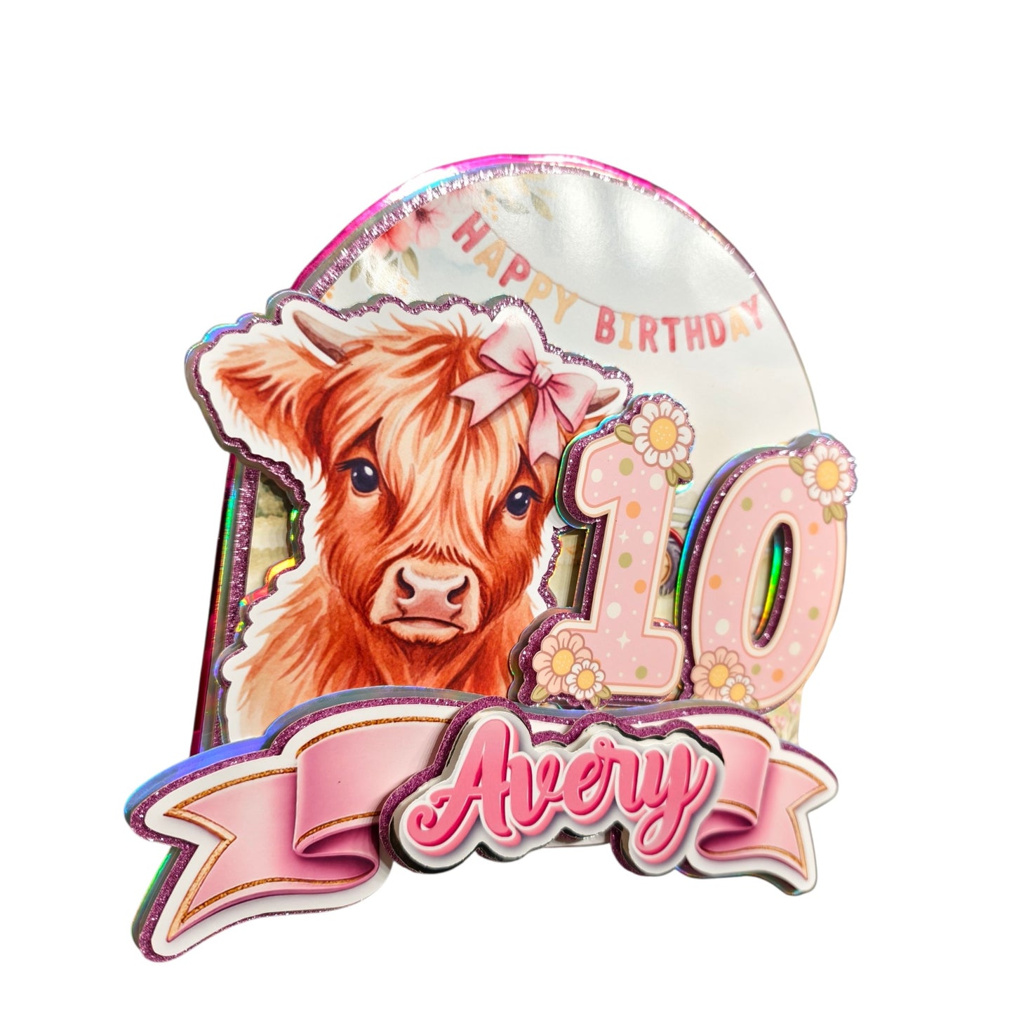 Highland Cow Custom Cake Topper
